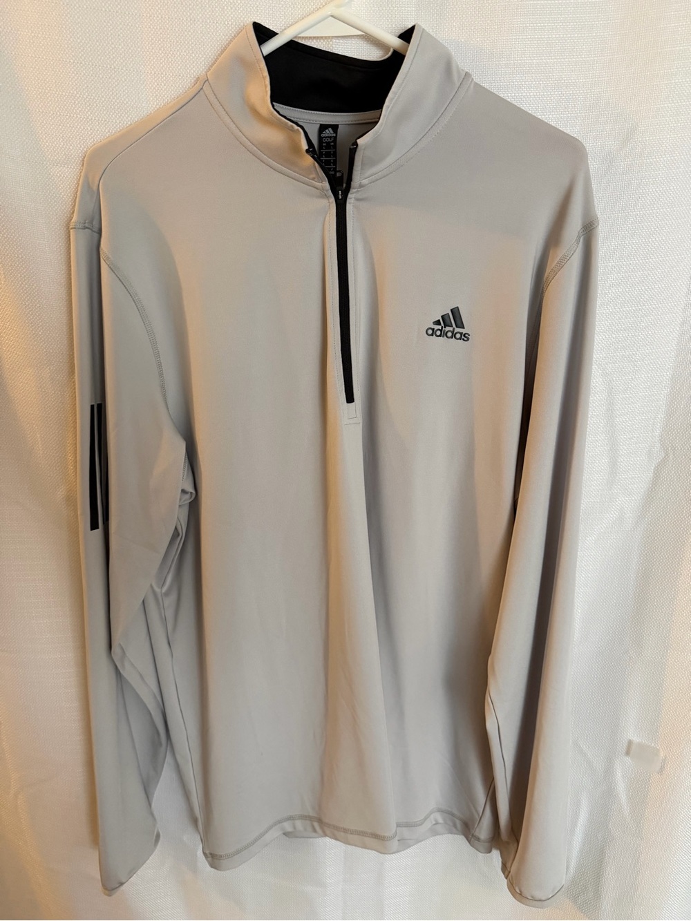 adidas Light Gray Half-Zip Performance Top with Black Accents